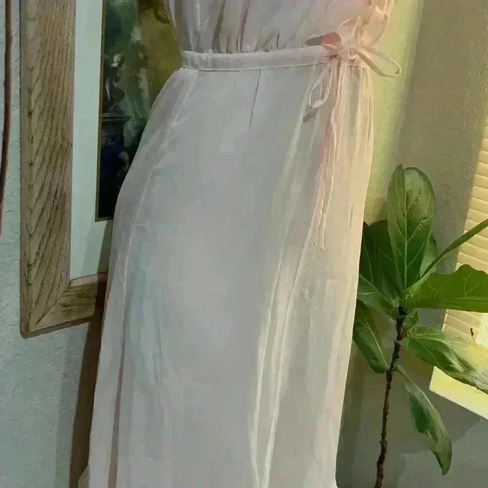 Chelsea28 Ruffle Trim Chiffon Dress Light Pink Creole Midi Dress-Orig$190 - Picture 9 of 16